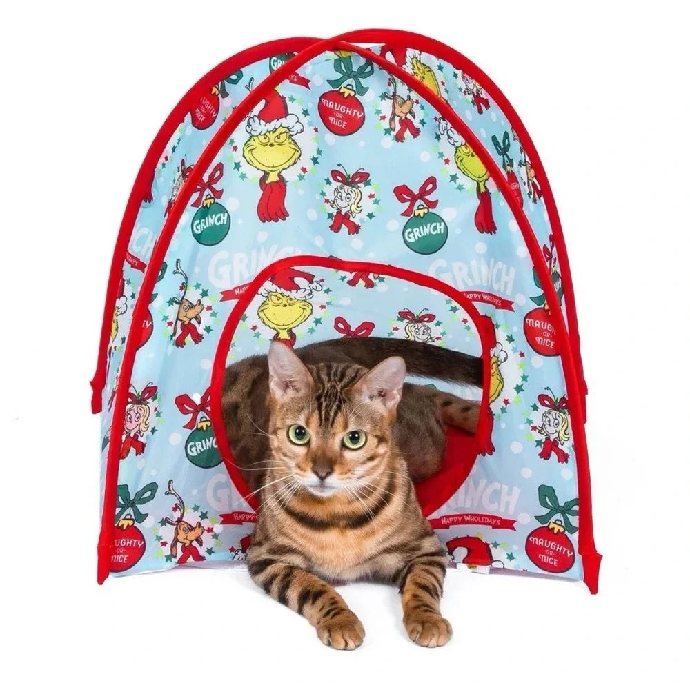 The Grinch Print Toy Pop-Up Cat Play‎ Tent Toy Holiday Print Hide Play Sleep NWT